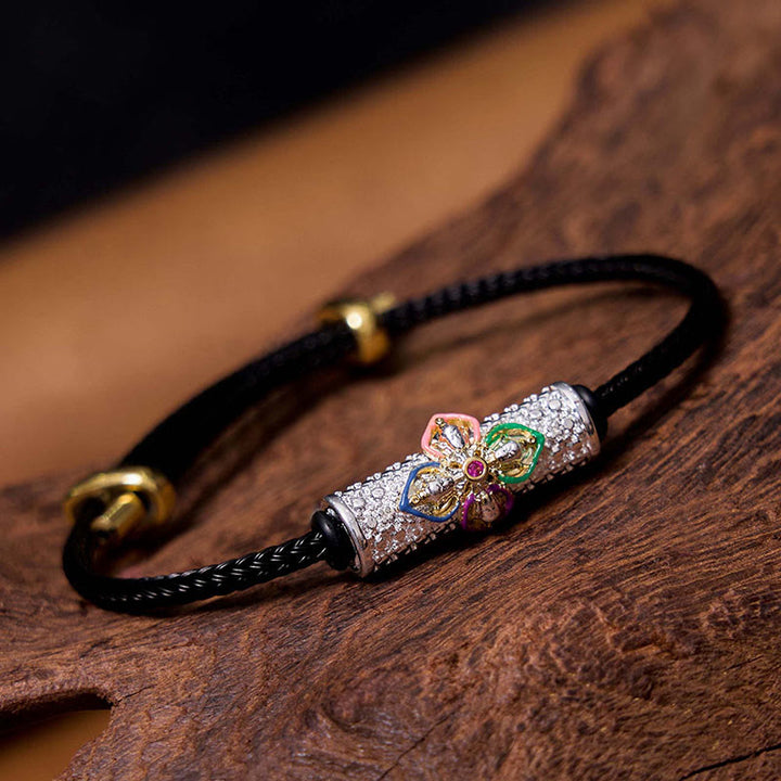 Buddha Stones Copper Luck Red String Bracelet - Silver Colourful Flower Black String(Wrist Circumference: 14-20cm) - image 33