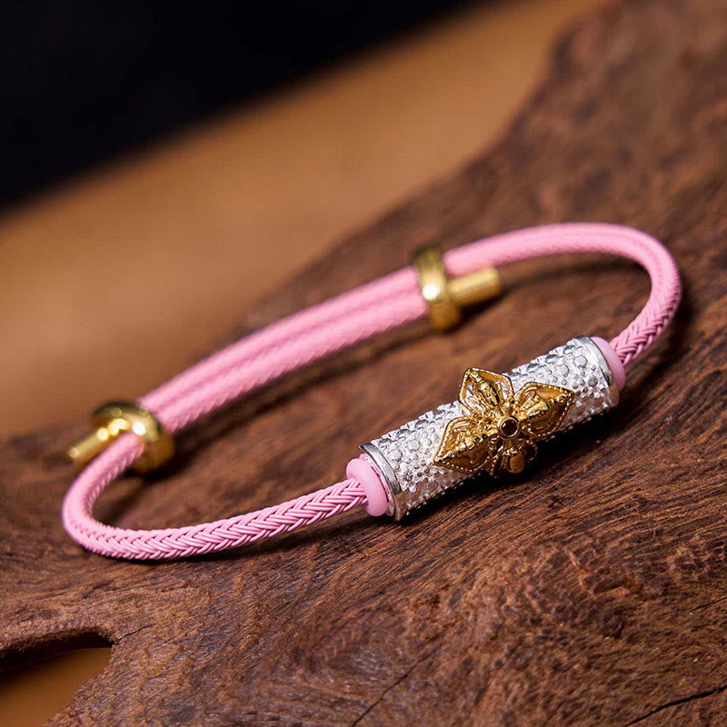 Buddha Stones Copper Luck Red String Bracelet - Silver Gold Flower Pink String(Wrist Circumference: 14-20cm) - image 46