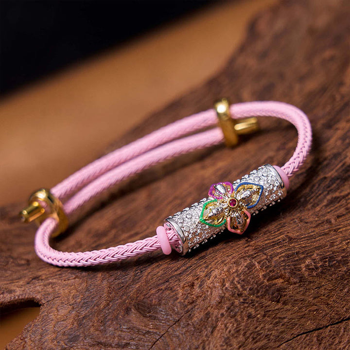 Buddha Stones Copper Luck Red String Bracelet - Silver Colourful Flower Pink String(Wrist Circumference: 14-20cm) - image 54