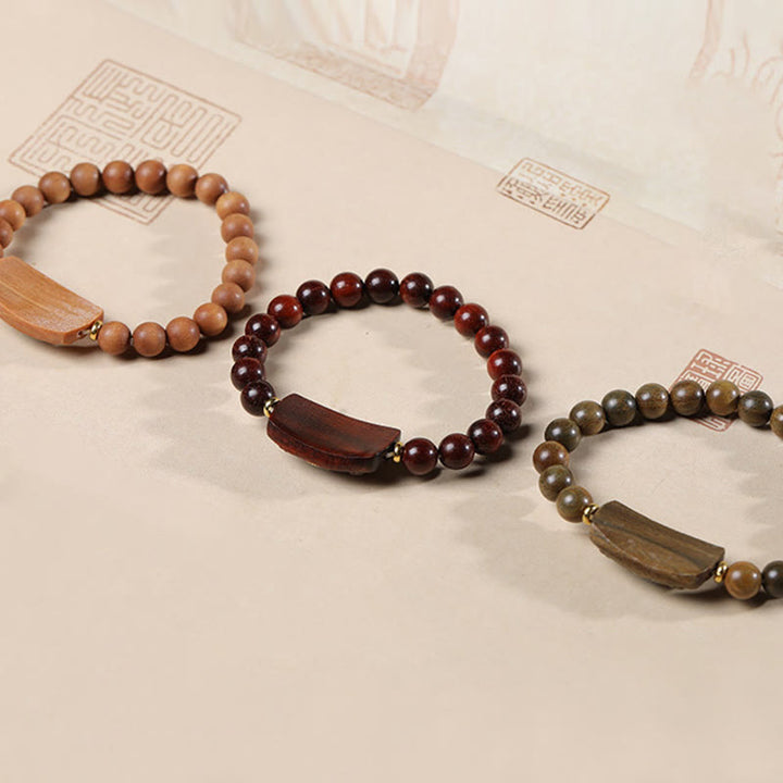 Buddha Stones Small Leaf Red Sandalwood Green Sandalwood Six True Words Peace Bracelet - image 20