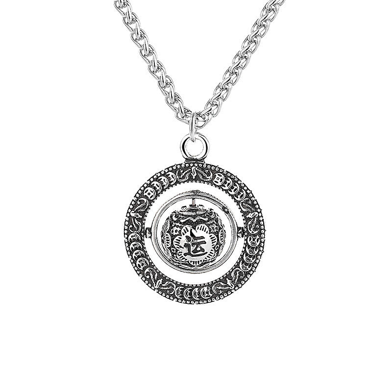 Buddha Stones One's Luck Improves Design Pattern Copper Rotatable Necklace Pendant - image 3