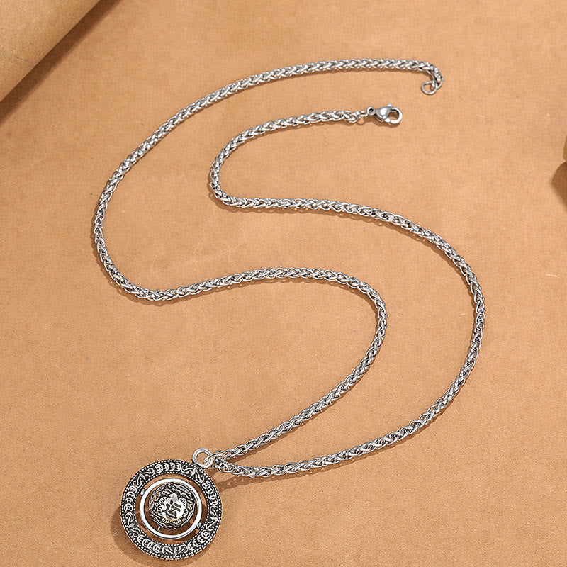 Buddha Stones One's Luck Improves Design Pattern Copper Rotatable Necklace Pendant - image 1