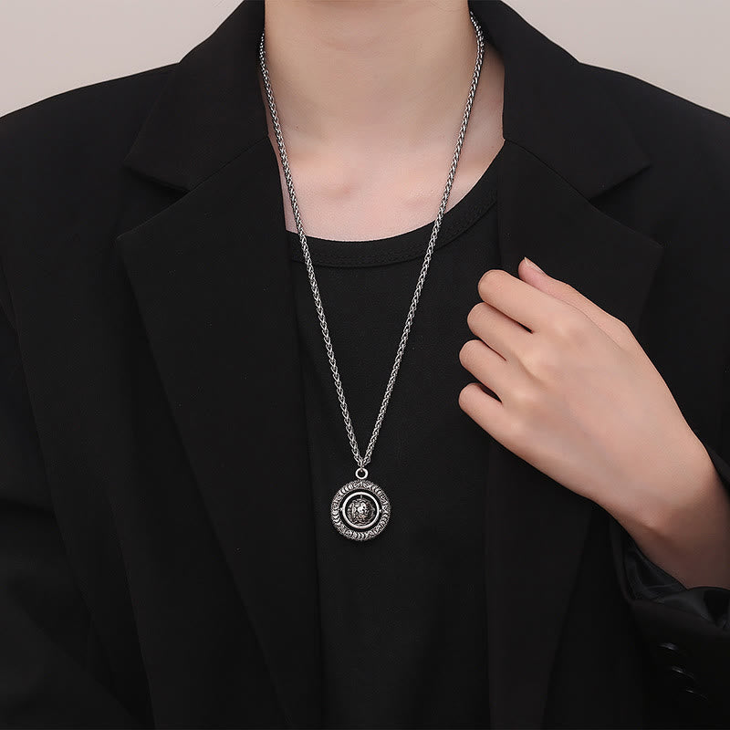 Buddha Stones One's Luck Improves Design Pattern Copper Rotatable Necklace Pendant - image 4