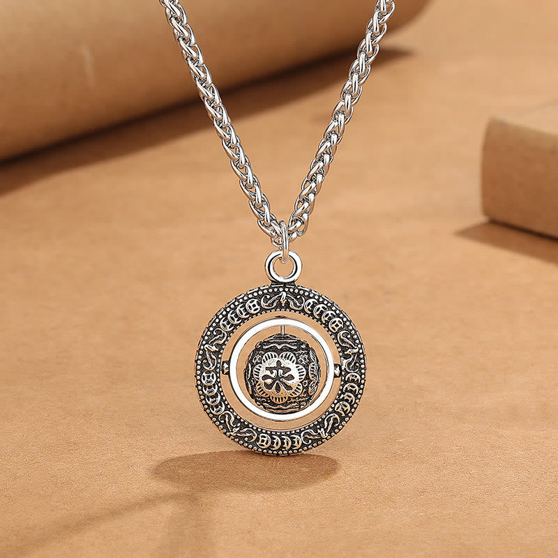 Buddha Stones One's Luck Improves Design Pattern Copper Rotatable Necklace Pendant - One's Luck Improves - image 0