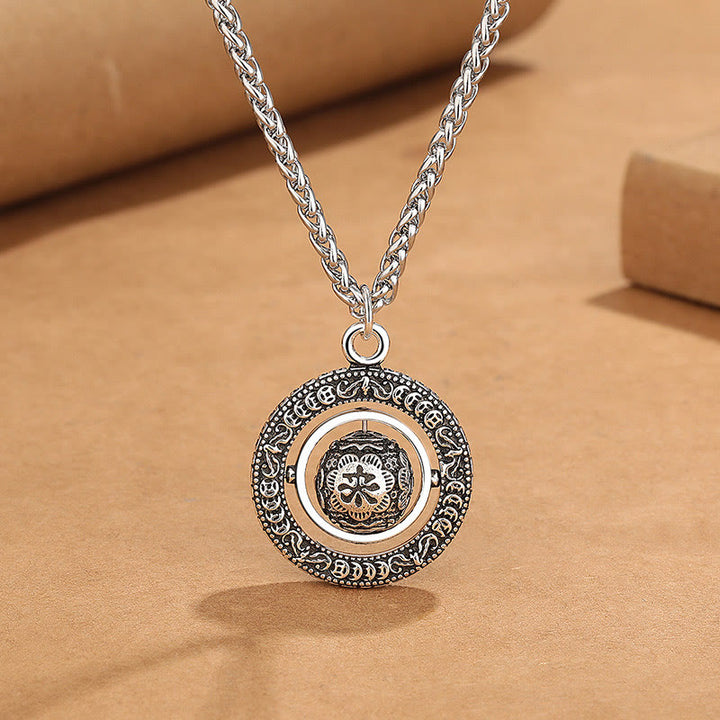 Buddha Stones One's Luck Improves Design Pattern Copper Rotatable Necklace Pendant - One's Luck Improves - image 0