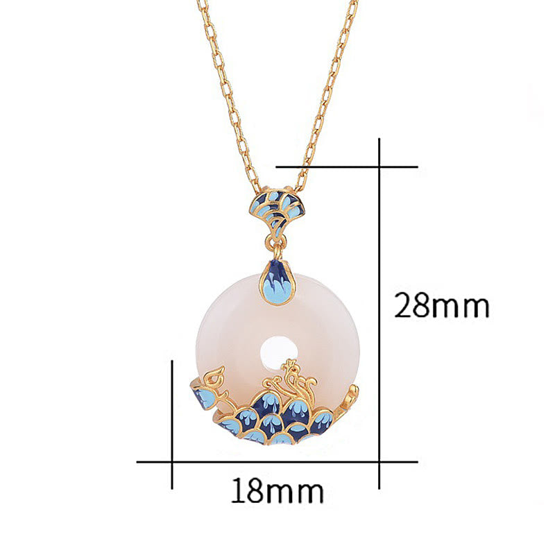 Buddha Stones White Jade Peace Buckle Mountains And Sea Luck Necklace Pendant - image 5