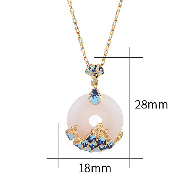 Buddha Stones White Jade Peace Buckle Mountains And Sea Luck Necklace Pendant - image 5