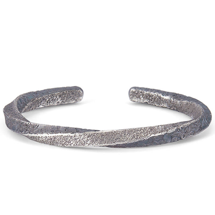 Buddha Stones Retro 999 Sterling Silver Möbius Loop Eternal Love Cuff Bracelet Bangle - image 11