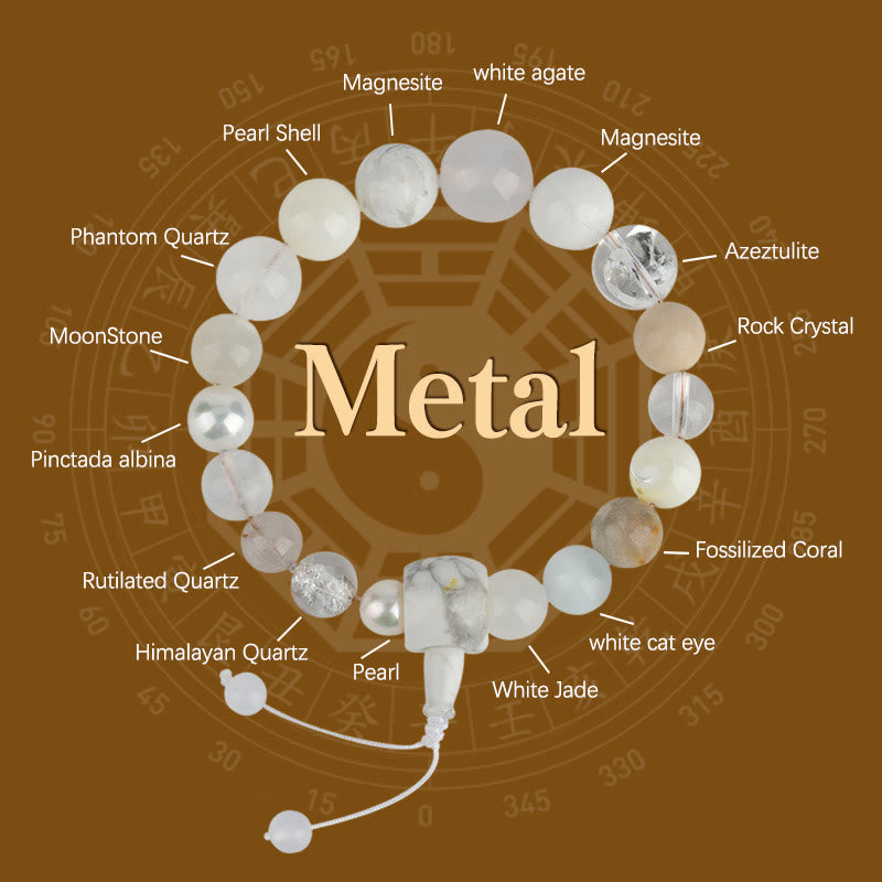 Buddha Stones White Agate Pearl 18 Beads Balance Luck Bracelet - image 0