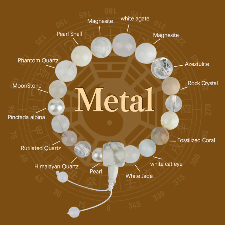 Buddha Stones White Agate Pearl 18 Beads Balance Luck Bracelet - image 0