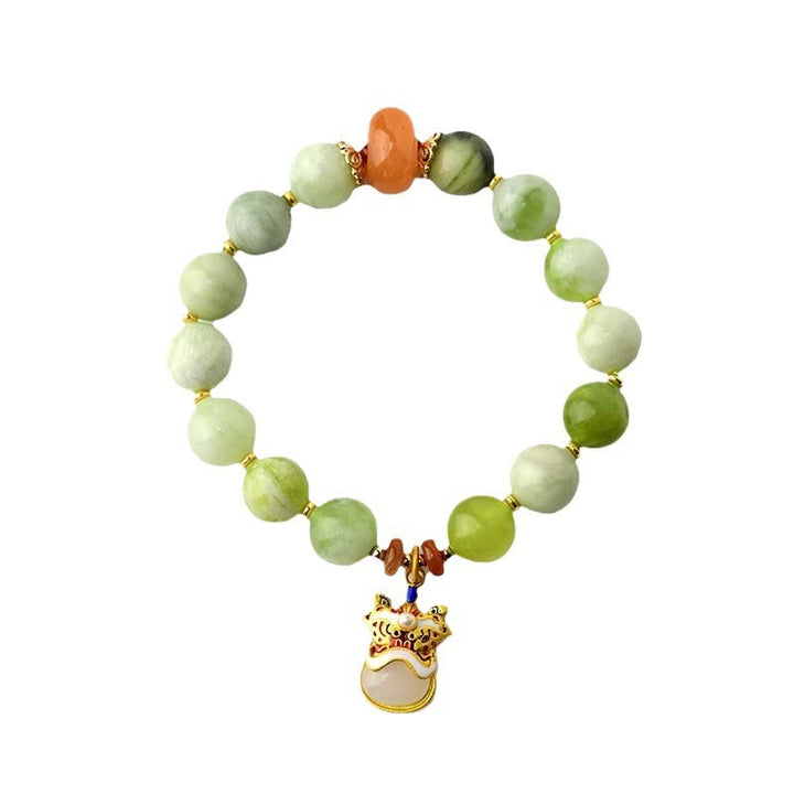 Buddha Stones Natural Jade Dancing Lion Charm Prosperity Luck Bracelet - image 7