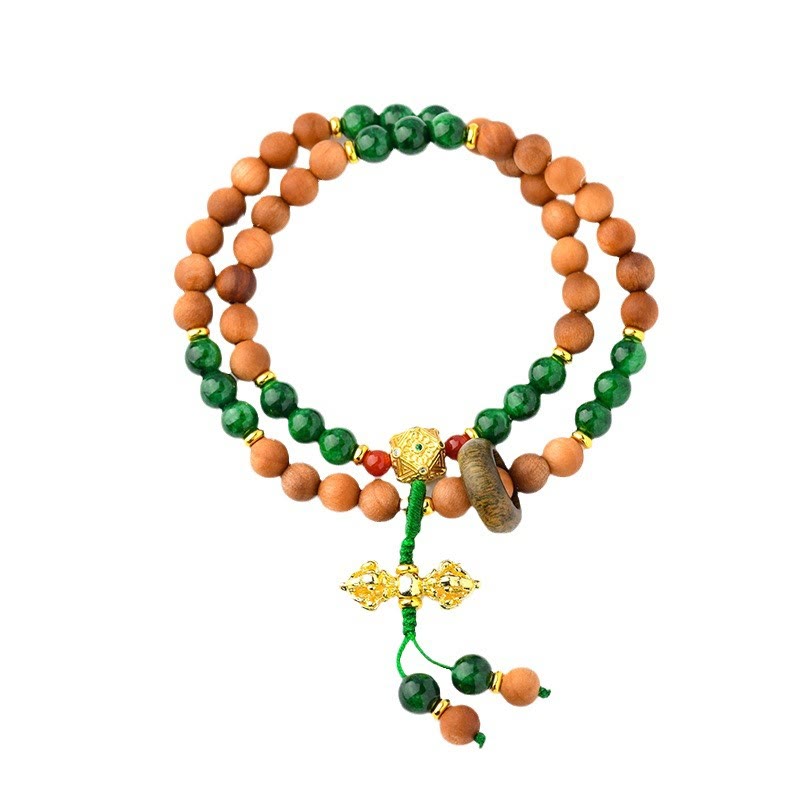 Buddha Stones Sandalwood Wood Bead Tibet Dorje Vajra  Double Twisted Design Protection Healing Bracelet - image 7
