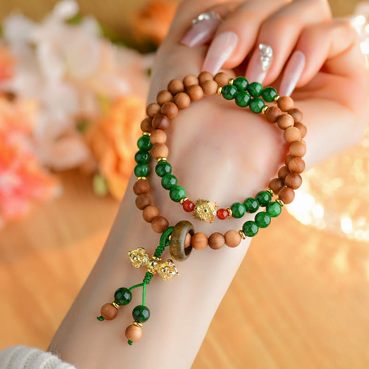 Buddha Stones Sandalwood Wood Bead Tibet Dorje Vajra  Double Twisted Design Protection Healing Bracelet - image 4