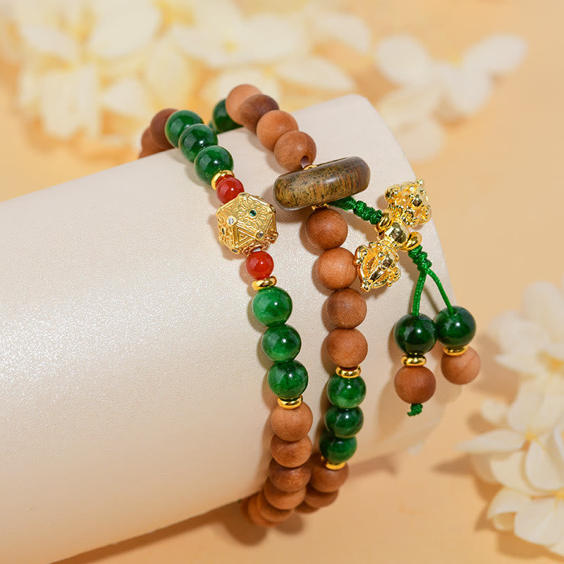 Buddha Stones Sandalwood Wood Bead Tibet Dorje Vajra  Double Twisted Design Protection Healing Bracelet - image 3