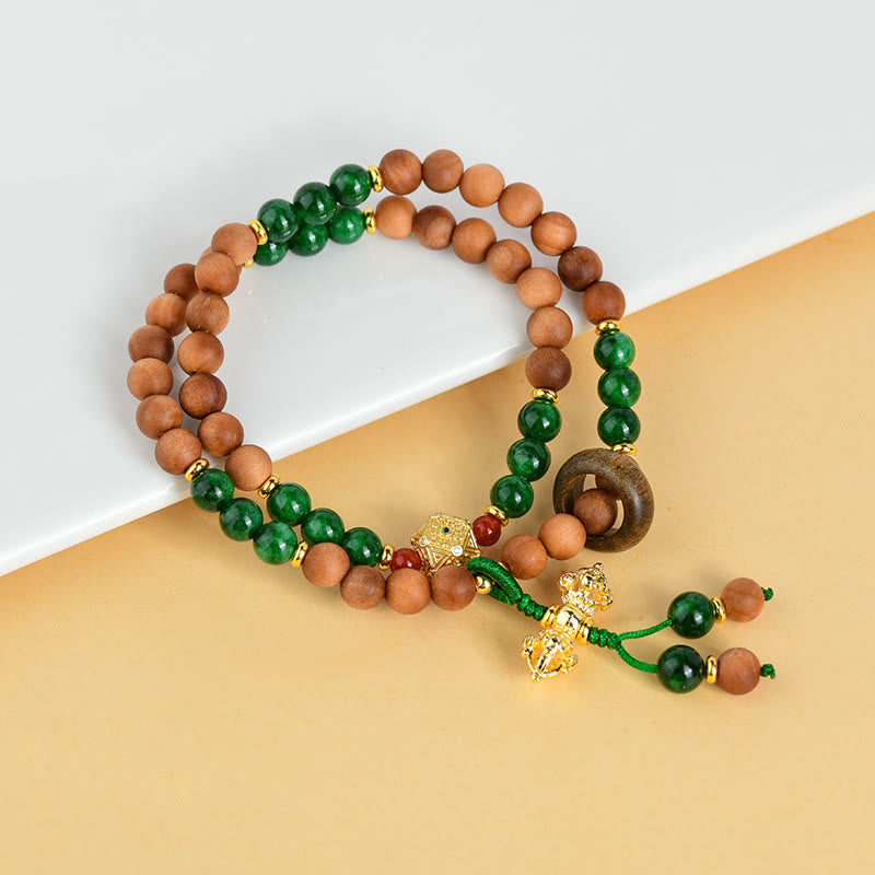 Buddha Stones Sandalwood Wood Bead Tibet Dorje Vajra  Double Twisted Design Protection Healing Bracelet - image 2