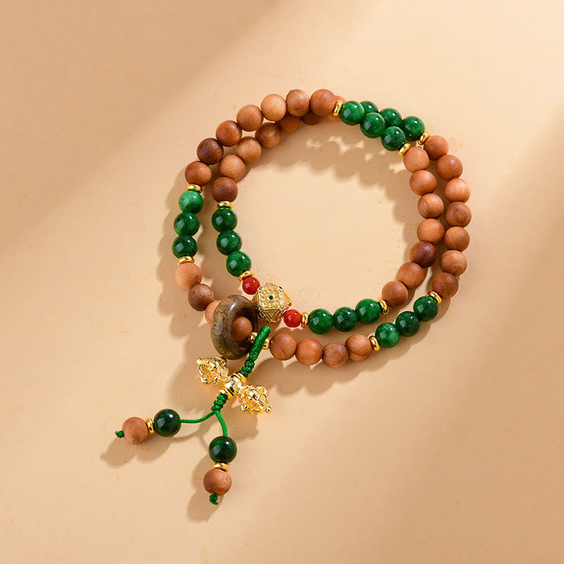 Buddha Stones Sandalwood Wood Bead Tibet Dorje Vajra  Double Twisted Design Protection Healing Bracelet - Sandalwood(Protection❤Healing) - image 0