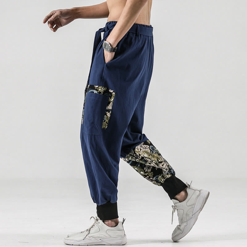 Buddha Stones Ocean Waves Lace-up Men's Harem Pants With Pockets - image 33