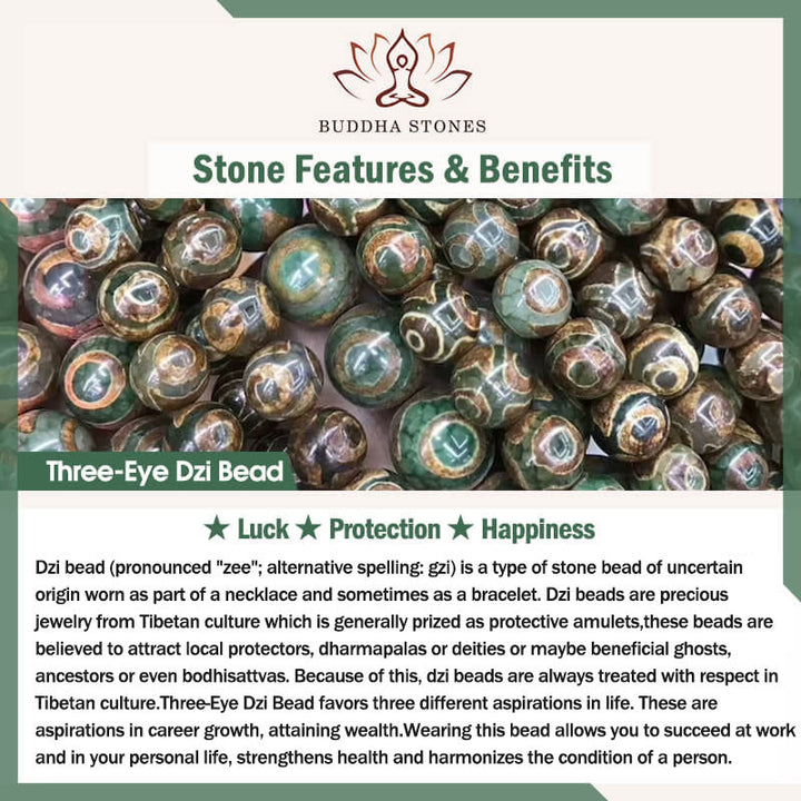 Buddha Stones Bodhi Seed Three-eyed Dzi Bead Buddha Hand Charm Wealth Bracelet - image 6