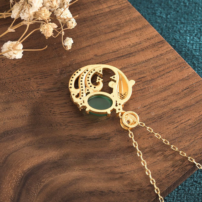 Buddha Stones Green Chalcedony Koi Fish Strength Necklace Pendant - image 3