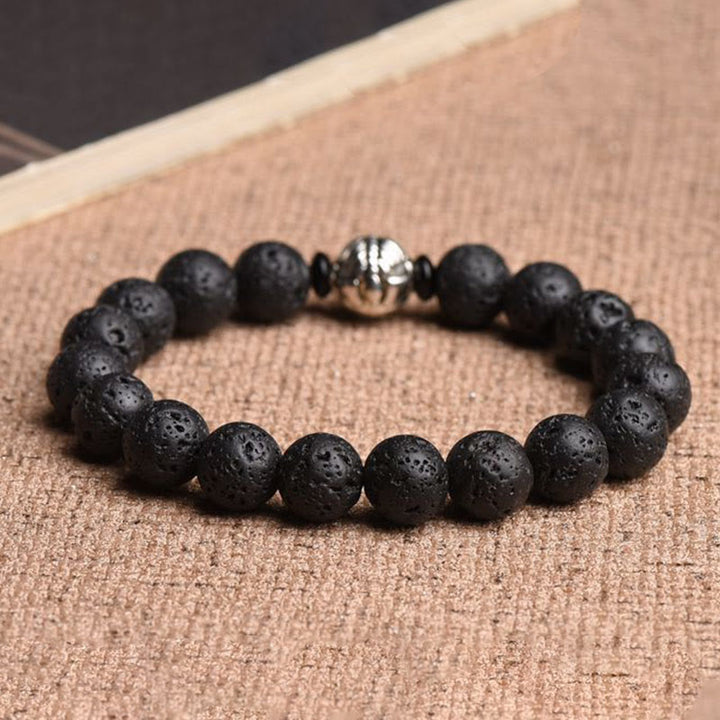 Buddha Stones Lava Rock Beads White Copper PiXiu Wealth Bracelet - image 3
