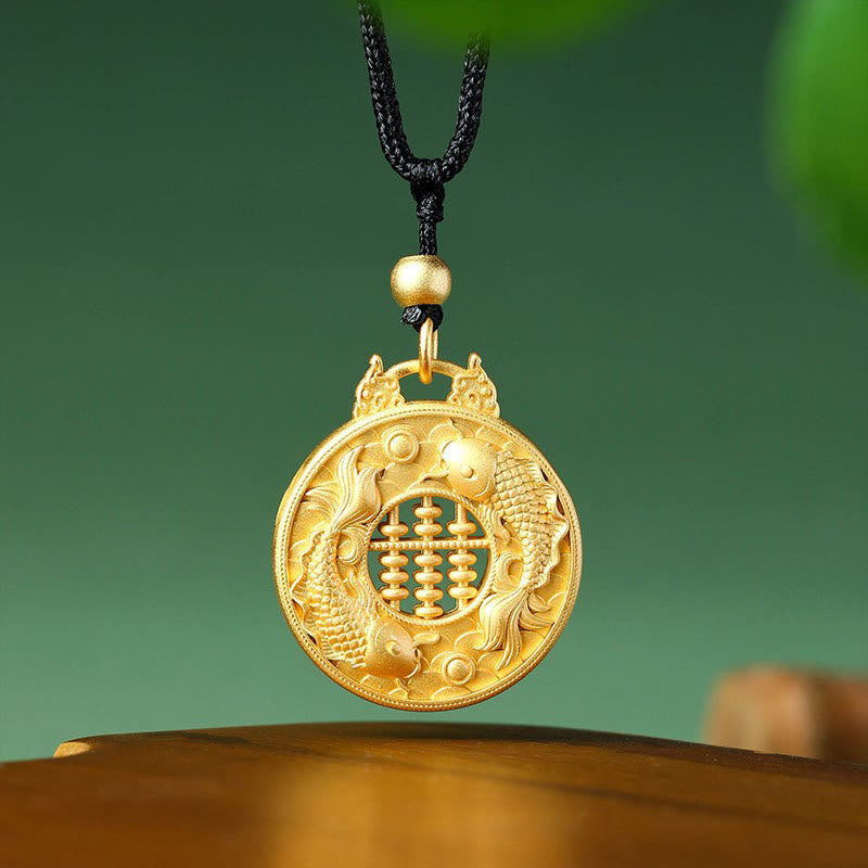 Buddha Stones Gold Plated Copper Koi Fish Strength Necklace Pendant - Koi Fish - image 0