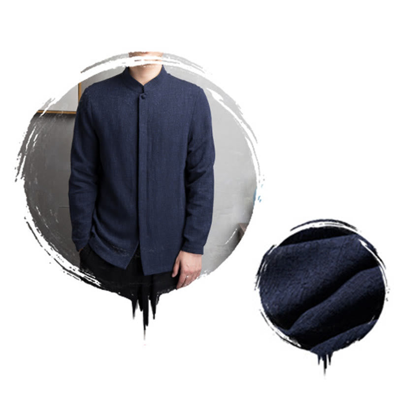 Buddha Stones Solid Color Chinese Tang Suit Jacket Men Clothing - image 15