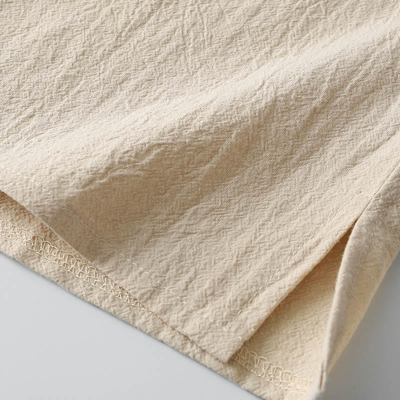 Buddha Stones Solid Color Long Sleeve Button Shirt Cotton Linen Men Clothing - image 9