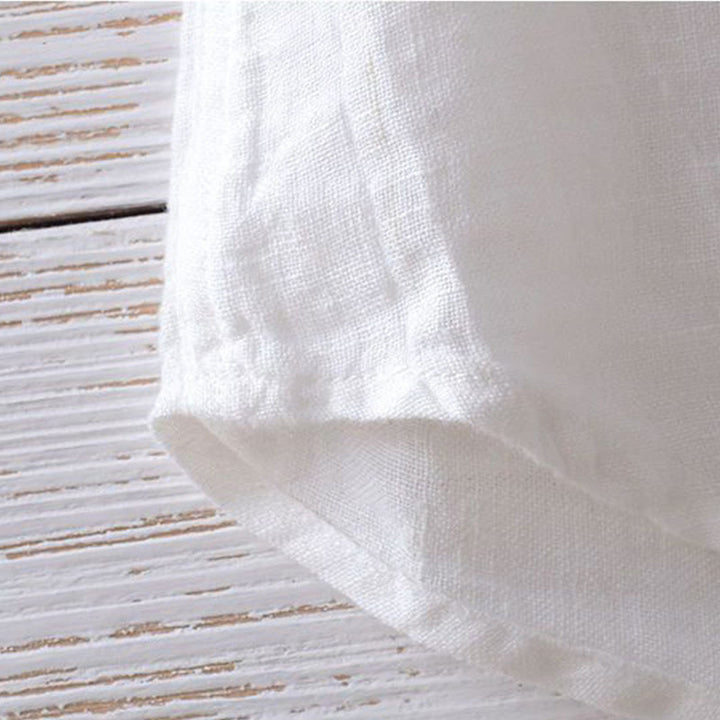 Buddha Stones Men's Shirt Solid Color Lapel Top Long Sleeve Comfy Button Crease Cotton Linen Shirt - image 13