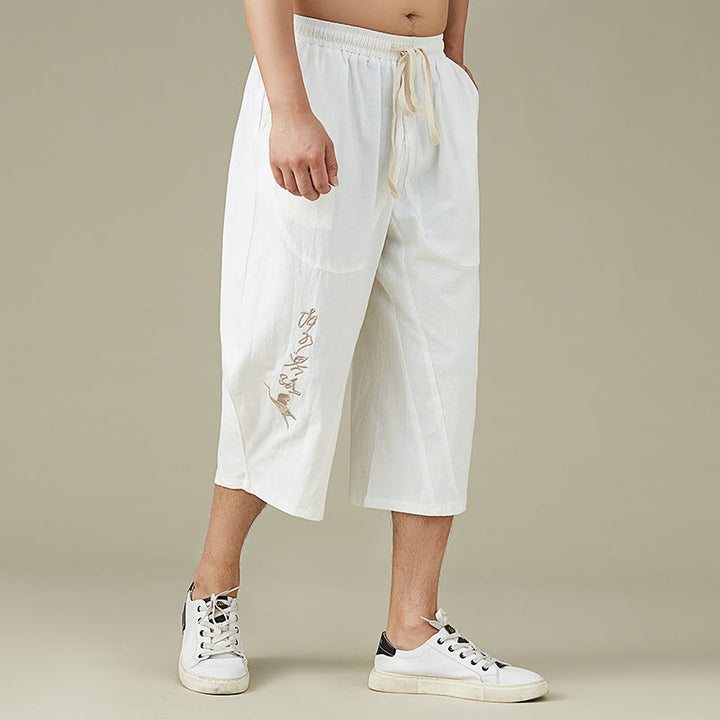 Buddha Stones Casual Solid Color Leisure Cotton Men's Tapered Pants With Pockets - image 1