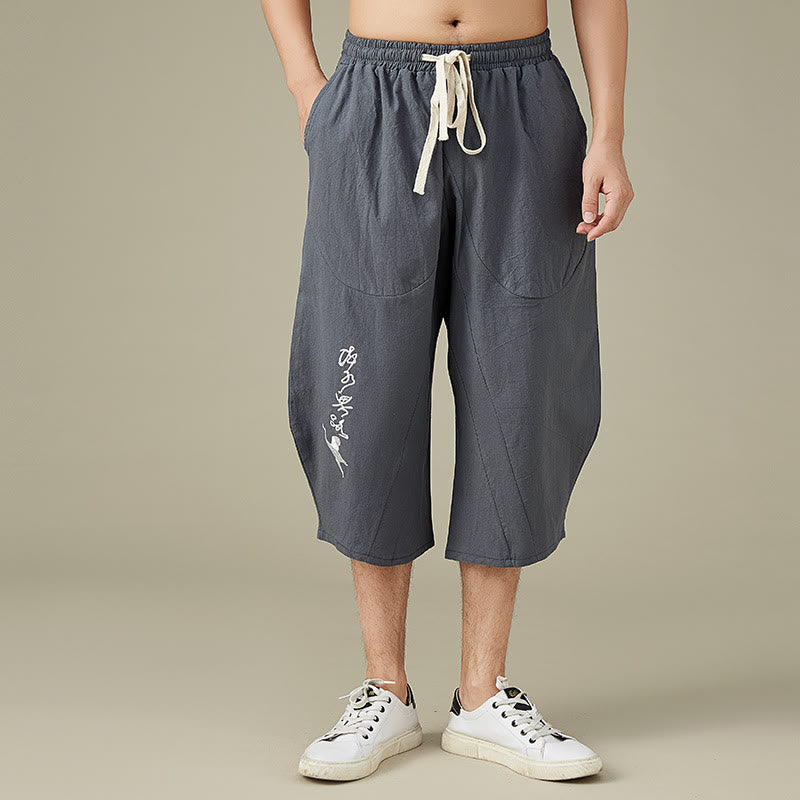 Buddha Stones Casual Solid Color Leisure Cotton Men's Tapered Pants With Pockets - Gray - US/UK/AU54，EU64 (9XL) - image 3