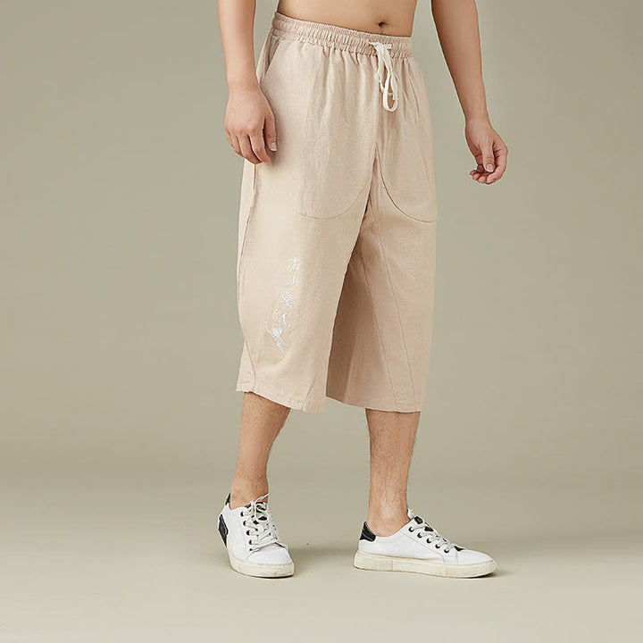 Buddha Stones Casual Solid Color Leisure Cotton Men's Tapered Pants With Pockets - image 9