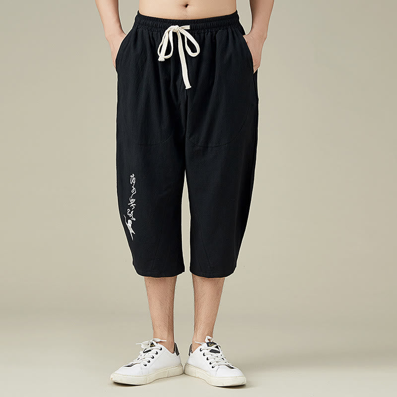 Buddha Stones Casual Solid Color Leisure Cotton Men's Tapered Pants With Pockets - Black - US/UK/AU54，EU64 (9XL) - image 5