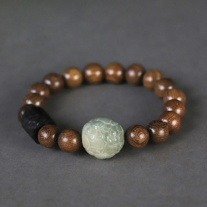 Buddha Stones Sandalwood Bodhi Seed PiXiu Ebony Wood Bead Healing Bracelet - image 2