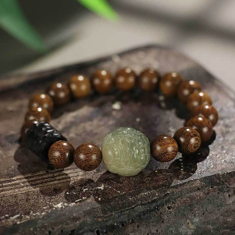 Buddha Stones Sandalwood Bodhi Seed PiXiu Ebony Wood Bead Healing Bracelet - 10mm(Wrist Circumference: 14-17.5cm) - image 1