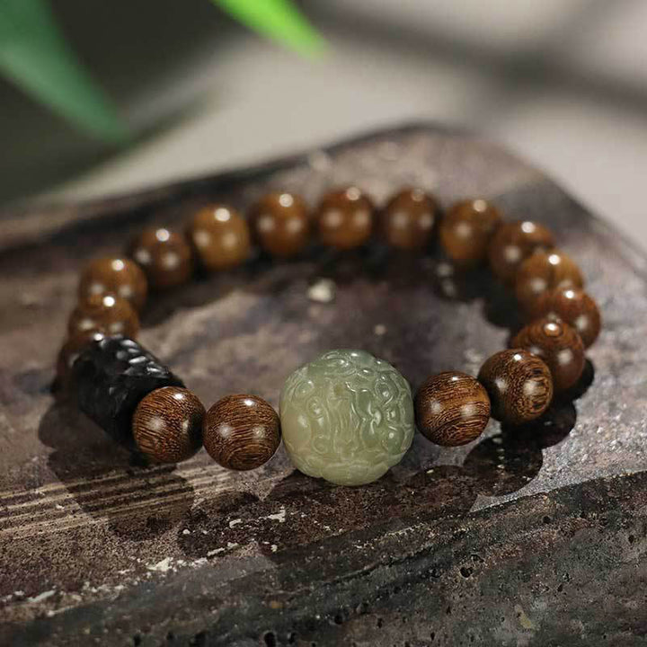 Buddha Stones Sandalwood Bodhi Seed PiXiu Ebony Wood Bead Healing Bracelet - 10mm(Wrist Circumference: 14-17.5cm) - image 1