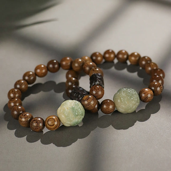 Buddha Stones Sandalwood Bodhi Seed PiXiu Ebony Wood Bead Healing Bracelet - image 8