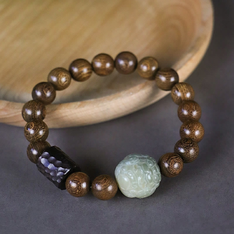Buddha Stones Sandalwood Bodhi Seed PiXiu Ebony Wood Bead Healing Bracelet - image 4
