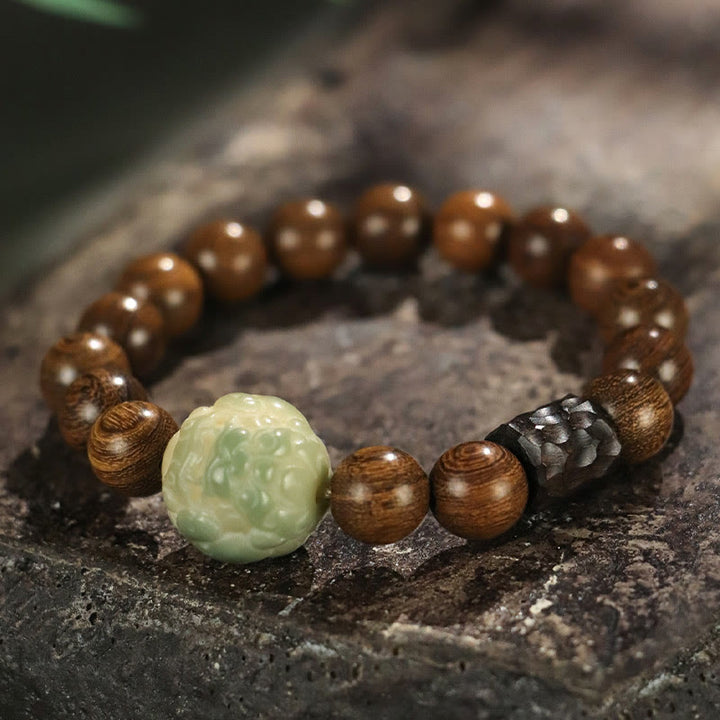 Buddha Stones Sandalwood Bodhi Seed PiXiu Ebony Wood Bead Healing Bracelet - 10mm(Wrist Circumference: 14-16cm) - image 0