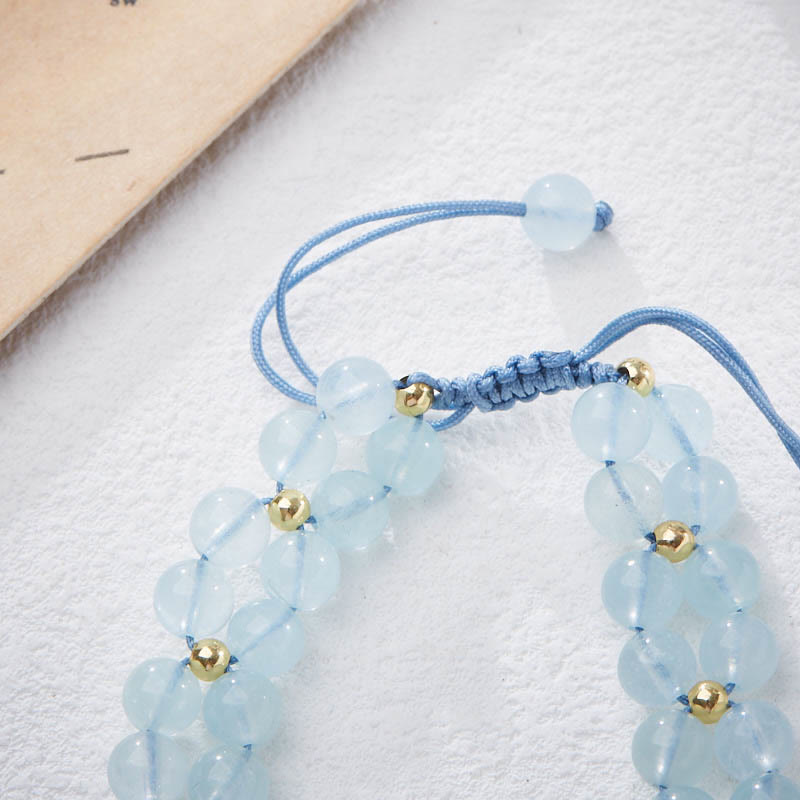 Buddha Stones Natural Aquamarine Amethyst Moonstone Butterfly Bamboo Healing Bracelet - image 5