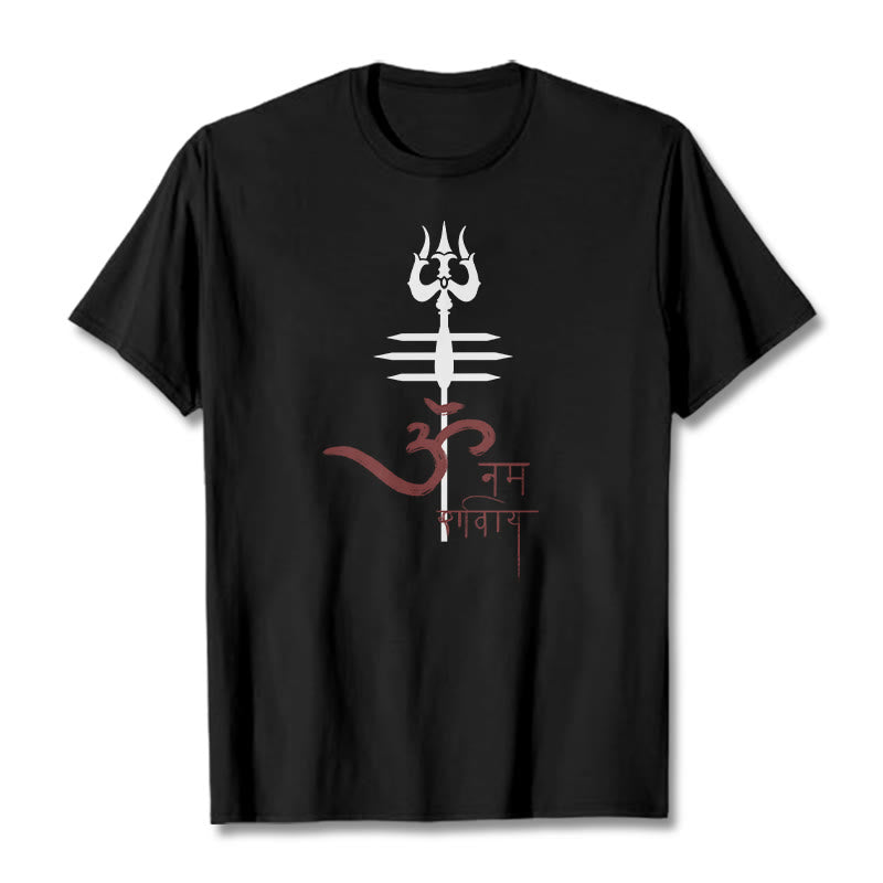 Buddha Stones OM NAMAH SHIVAYA Trident Cotton Tee T-shirt - Black - 2XL - image 2