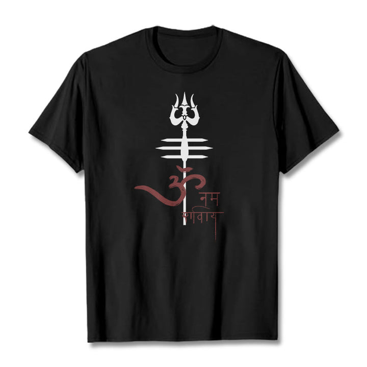 Buddha Stones OM NAMAH SHIVAYA Trident Cotton Tee T-shirt - Black - 2XL - image 2