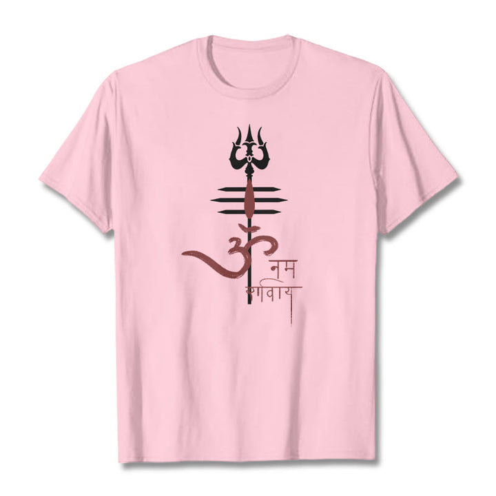Buddha Stones OM NAMAH SHIVAYA Trident Cotton Tee T-shirt - LightPink - 2XL - image 16