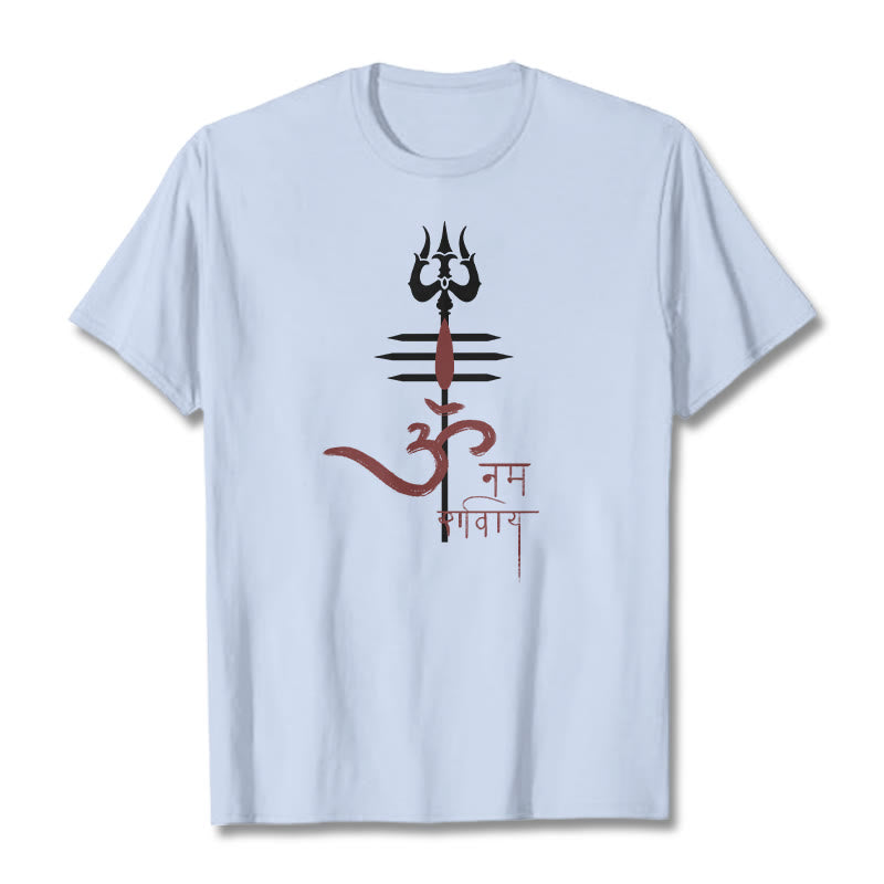 Buddha Stones OM NAMAH SHIVAYA Trident Cotton Tee T-shirt - LightCyan - 2XL - image 6