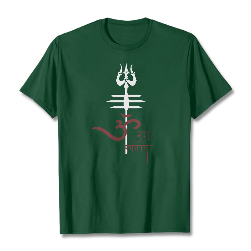 Buddha Stones OM NAMAH SHIVAYA Trident Cotton Tee T-shirt - ForestGreen - 2XL - image 7