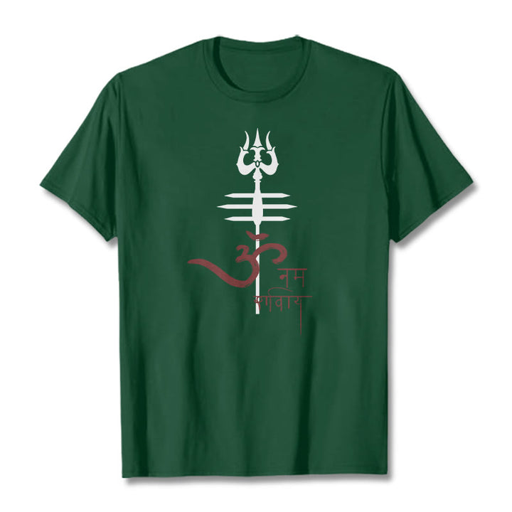 Buddha Stones OM NAMAH SHIVAYA Trident Cotton Tee T-shirt - ForestGreen - 2XL - image 7