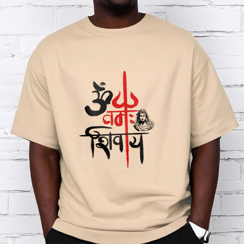 Buddha Stones OM NAMAH SHIVAYA Red Trident Cotton Tee T-shirt - image 15