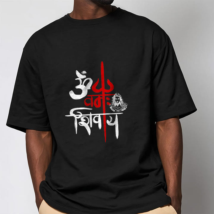 Buddha Stones OM NAMAH SHIVAYA Red Trident Cotton Tee T-shirt - image 1