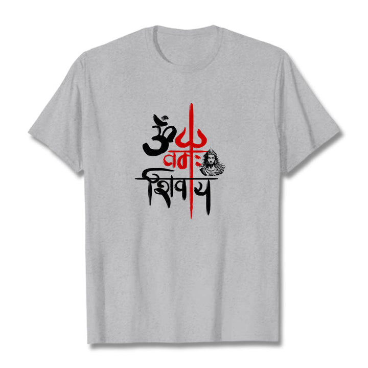 Buddha Stones OM NAMAH SHIVAYA Red Trident Cotton Tee T-shirt - LightGrey - 2XL - image 19