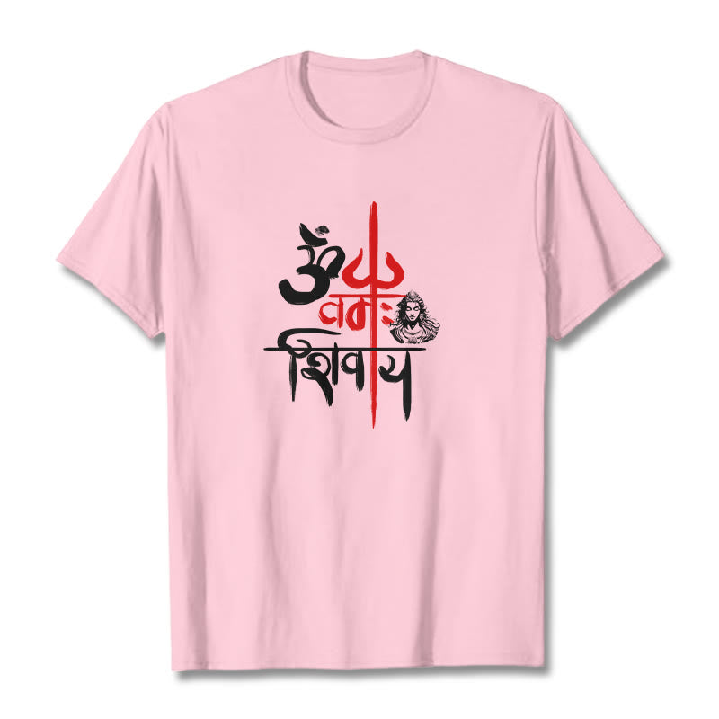 Buddha Stones OM NAMAH SHIVAYA Red Trident Cotton Tee T-shirt - LightPink - 2XL - image 17