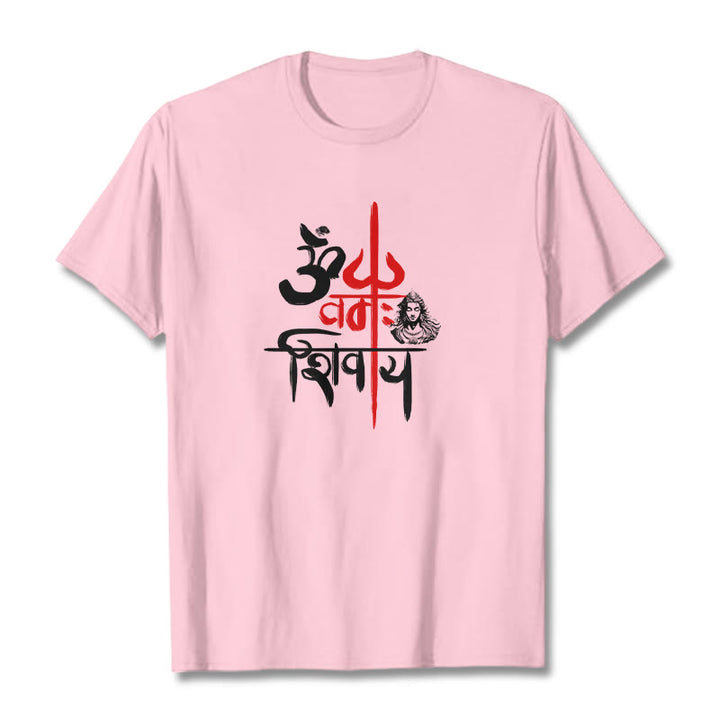 Buddha Stones OM NAMAH SHIVAYA Red Trident Cotton Tee T-shirt - LightPink - 2XL - image 17